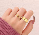 2 Pcs Trendy Couple Moon Rings