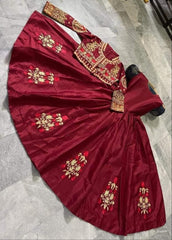 2 Pcs Women's Stitched Shamoz Silk Embroidered Maxi