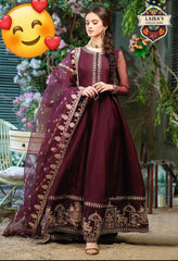 3 Pcs Women's Stitched Chiffon Embroidered Maxi