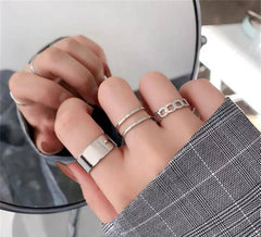 3 Pcs Alloy Dainty Plain Rings Set