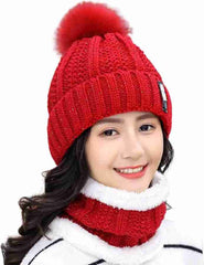 LADIES WINTER CAP 2PIECE SET IMPORTED ITEM PREMIUM QUALITY WARMER ITEM STUFF WOOLEN LYCRA FREE SIZE
