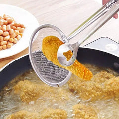 Fry Tool Filter Spoon Strainer With Clip Oil Frying BBQ Filter Stainless Steel Mesh Strainer Kitchen Tool