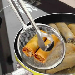 Fry Tool Filter Spoon Strainer With Clip Oil Frying BBQ Filter Stainless Steel Mesh Strainer Kitchen Tool