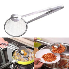 Fry Tool Filter Spoon Strainer With Clip Oil Frying BBQ Filter Stainless Steel Mesh Strainer Kitchen Tool