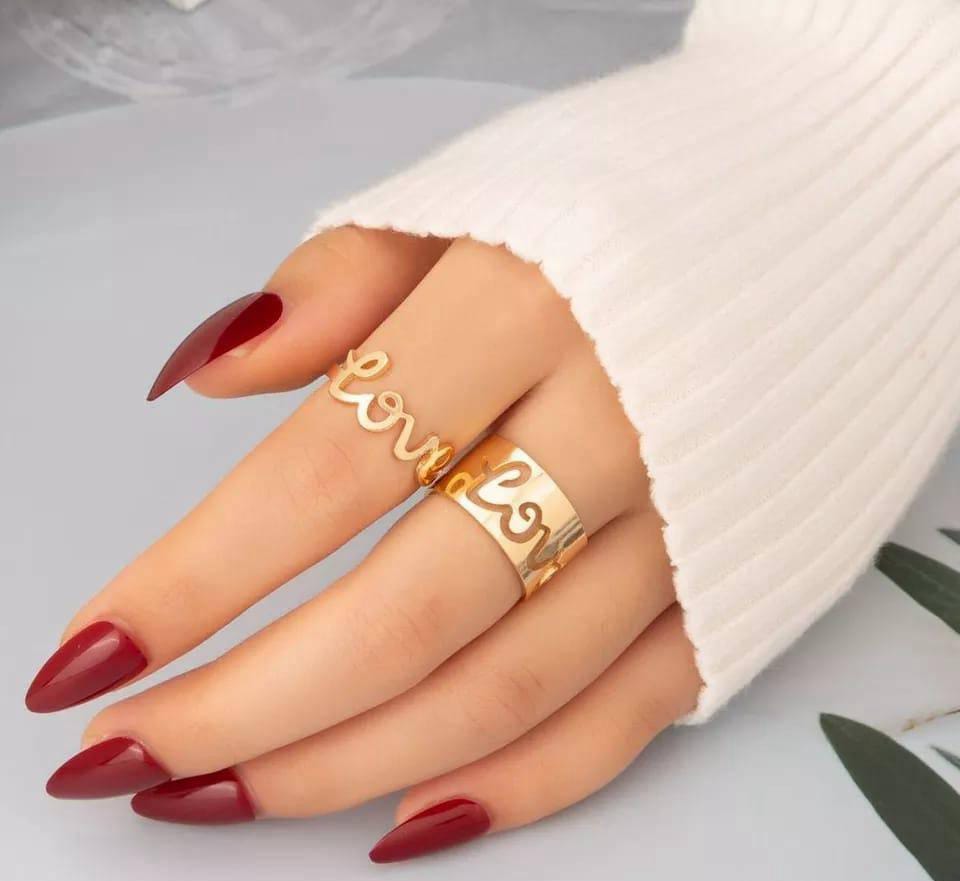 2 Pcs Trendy Couple Love Rings