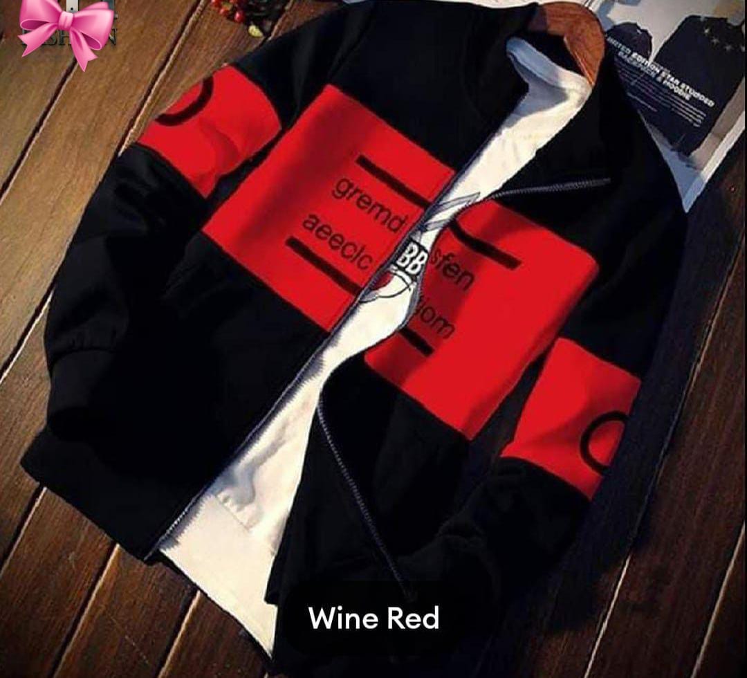 1 Pc Men's Fleece Printed Fleece Zipper Jacket