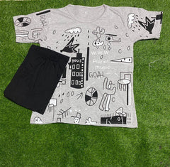 Women's Stitched Cotton Jersey Printed Night Suit