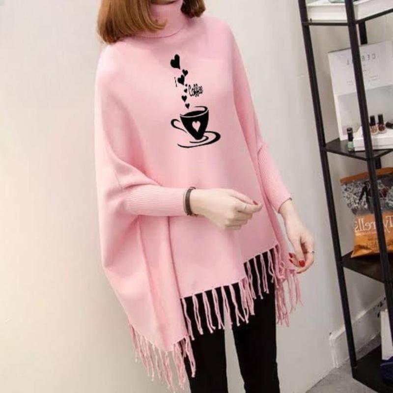 Women's Fleece Printed Poncho