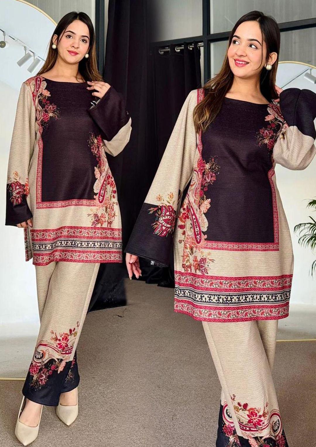 Stylish Multi-Color Printed Co-Ord Set - 2 Pcs Women's Stitched Silk Ensemble