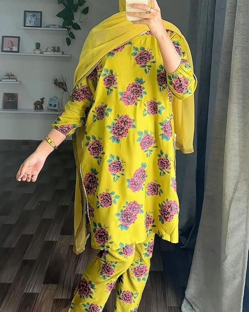 2 Pcs Women's Stitched Linen Embroidered Shirt And Trouser