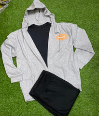 Men's Fleece Zipper Track Suit - 3 Pcs Set in Black