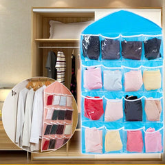 16 Grid Pockets Clear Hanging Bag Socks Bra Underwear Stationery Rack Hanger Storage Saving Space Tidy Organize