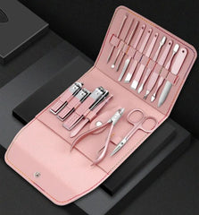 16 in 1 Nail Cutter Set Stainless Steel Nail Clippers Set With Folding Bag Manicure Cutter Kits Scissors Beauty Tool
