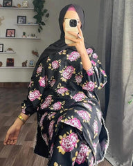 2 Pcs Women's Stitched Linen Embroidered Shirt And Trouser