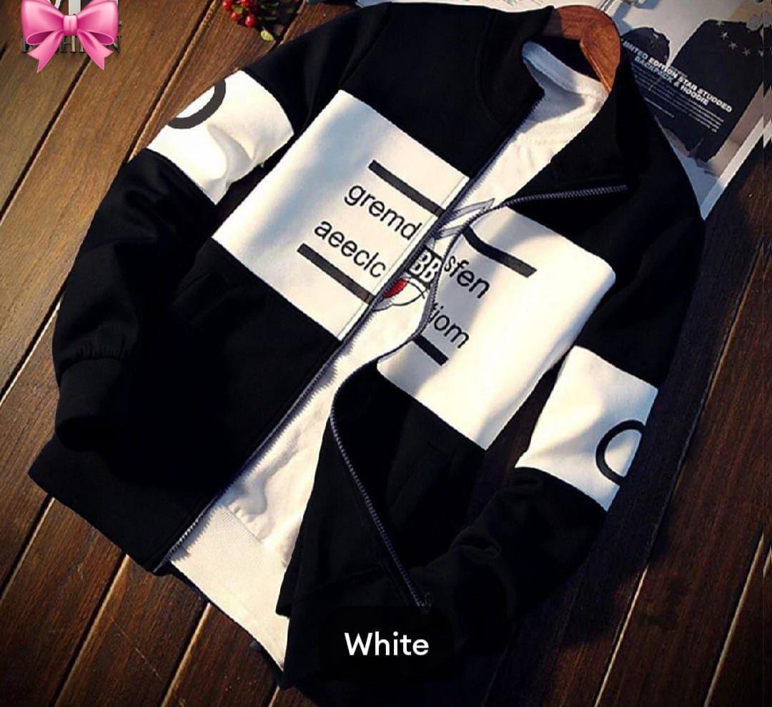 1 Pc Men's Fleece Printed Fleece Zipper Jacket