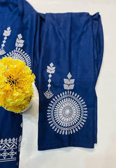 2 Pcs Women's Stitched Linen Block Printed Suit