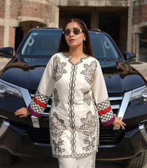 2 Pcs Women's Stitched Embroidered Shirt And Trouser