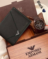 EMPORIO ARMANI Watch Plus Wallet Plus Beautiful Wooden Gift
