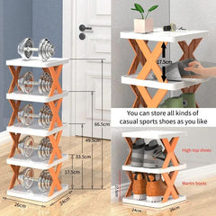 5Layers Stackable Vertical Space Saving Shoe Storage Rack Bookshelf Organizer