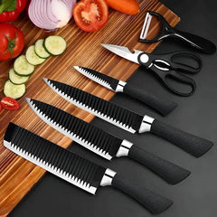 6 Pcs Non Stick Knife Set For Kitchen Professionals Chef Super Sharp High Carbon