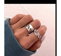 2 Pcs Trendy Couple Love Rings