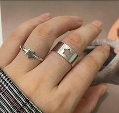 2 Pcs Trendy Couple Star Rings