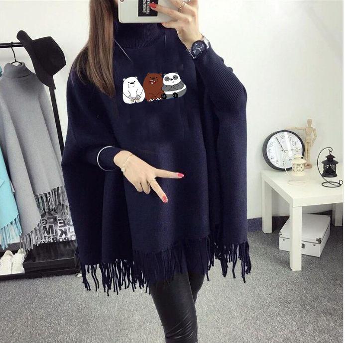Women's Fleece Printed Poncho