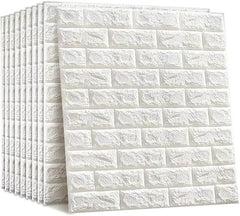 3D Brick Wall Stickers, Self Adhesive Wallpaper Foam Sheet, PE Foam High Quality Brick Wallpaper, Sofa Background Wall Décor, Peel and Stick 3D Art Wall Brick Room Panels for TV Walls – White – 70*77cm