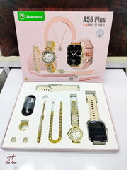A58 Plus Smart Watch and Jewellery Combo