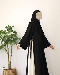 Elegant Black Georgette Classic Abaya with Stroller - 1 Pc