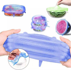 6 Pcs Kitchen Reusable Silicone Stretch Seal Lid
