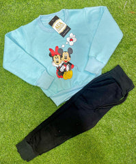 2 Pcs Fleece Printed Sweatshirt Tracksuits