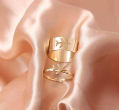 2 Pcs Trendy Couple Aeroplane Rings