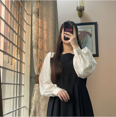 Stylish Black Georgette Plain Frock - 1 Pc Women's Stitched Fashion