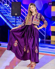 2 Pcs Women's Stitched Shamoz Silk Embroidered Maxi