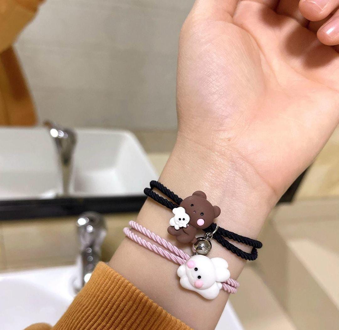 2 Pcs Acrylic Plated Couple's Bracelet