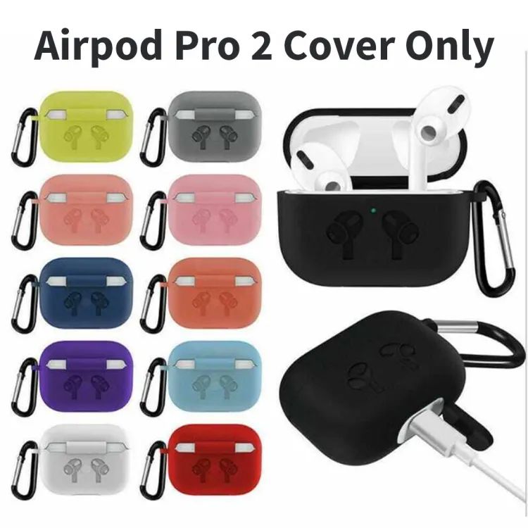 Airpods Pro2 Soft Silicone Protective Anti Dust Proof Case With Clip Holder High Quality Flexible Anti Scratch Cover Protection Pouch Various Colors Case Only