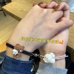 2 Pcs Acrylic Plated Couple's Bracelet