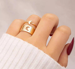 2 Pcs Trendy Couple Moon Rings