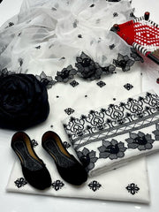 3 Pcs Women's Unstitched Embroidered Suit