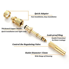 Brass Nozzle Water Spray Gun Jet Hose Nozzles Pipe High Pressure For Car,Bike,Window Cleaning Sprayer And Plants Gardening Washing (Without Pipe) Golden