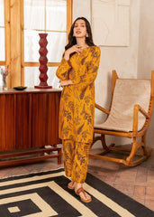 Stylish Women's Stitched Printed Shirt and Trouser Set, 2 Pcs, Arabic Linen