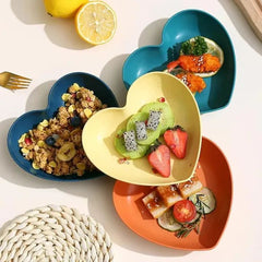 Kitchen Accessories Heart Plastic Dinner Plate Set Set of 10 Pcs Colorful Snacks Breakfast Plate with Stand Kitchen Tools 10Pcs MultiColor