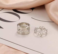 2 Pcs Trendy Couple Flame Rings