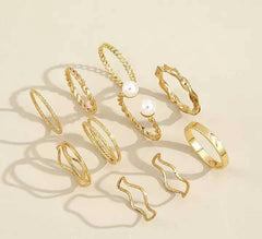 10 Pcs Trendy Golden/Silver Rings Set