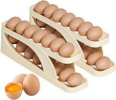 2 Tier Egg Organizer Automatic Scrolling Egg Rack Double Layer Egg Storage Tray