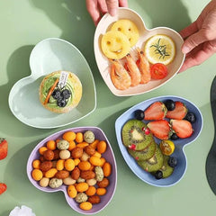 Kitchen Accessories Heart Plastic Dinner Plate Set Set of 10 Pcs Colorful Snacks Breakfast Plate with Stand Kitchen Tools 10Pcs MultiColor