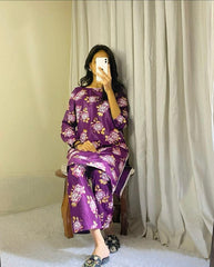 2 Pcs Women's Stitched Linen Embroidered Shirt And Trouser