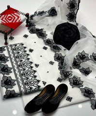 3 Pcs Women's Unstitched Embroidered Suit