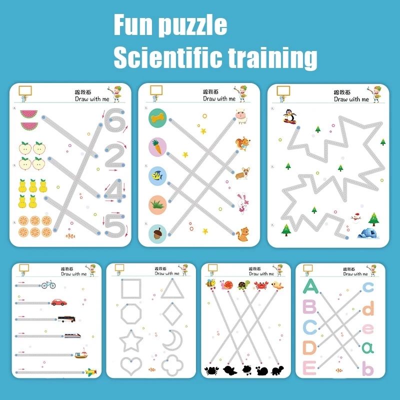 Kids Educational Learning Tracing Book Stroke Line Dot To Dot Magical 64 Pages